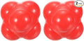 2 Pack Bounce Reaction Balls - Coordination Training Ball, Wear-Resistant Silicone, Apply to Tennis/Softball/Badminton Training (57 x 57mm, Red)
