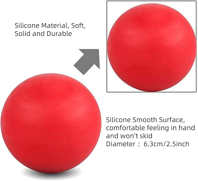 WOVTE Massage Lacrosse Ball for Sore Muscles, Shoulders, Neck, Back, Foot, Body, Deep Tissue, Trigger Point, Muscle Knots, Yoga and Myofascial Release (Red)