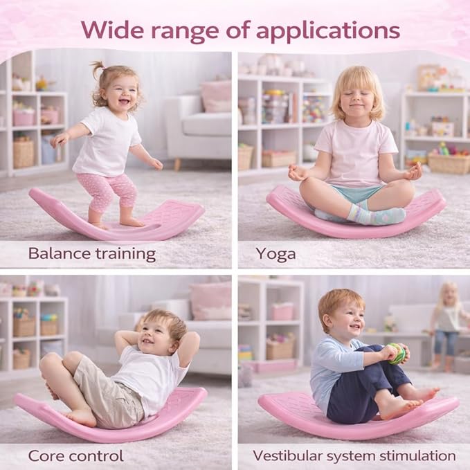 Rocker Board Balancing Training,Balance Board, Plastic Balance Seesaw Board with Elastic Ball, Improves Motor Skills and Build Core Strength, for Kids Toddlers Teens Balance Training, Balance boa