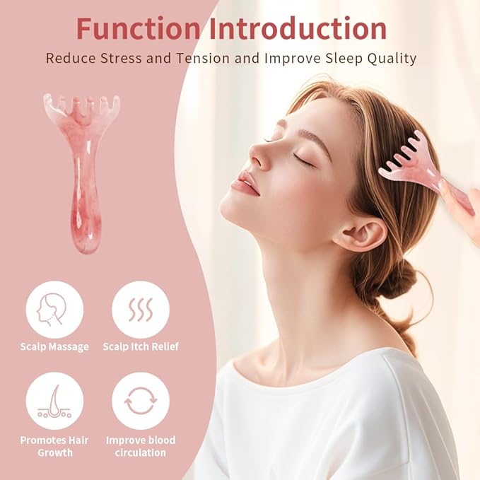 TAIHI Scalp Massager, Manual Head Massager Gua Sha Tool, Natural Resin Scalp Comb for Hair Growth, Body Relaxing, Neck Shoulder Relief, with Gift Box for Family Friends