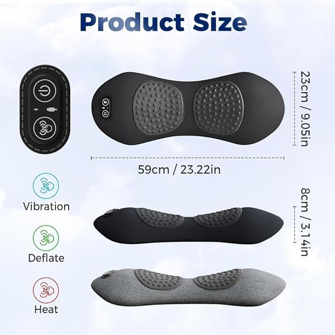 Smooth Triple Fusion Back Massager,3 in 1 Back Massagerr,Electric Lumbar Support Pillow Heat Vibration Massage Lower Back Spine Decompression Device(B)