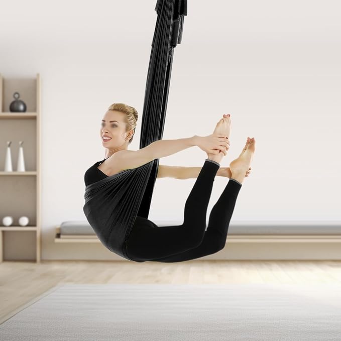 LOYALHEARTDY Aerial Silks Starter Kit, 11 Yards Equipment Set for Aerial Yoga, Durable Aerial Yoga Hammock Aerial Swing for Aerial Acrobatic, Aerial Dance & All Levels (L:10m W:2.6m)
