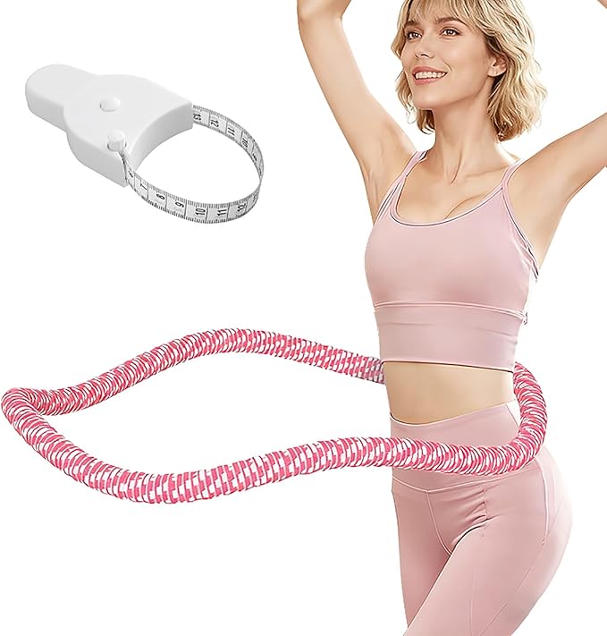 3.4/4.1/5 LBS Soft Spring Weighted Hoop for Adults, Quiet & Pinch-Proof Design, Portable Fitness Infinity Hoop with Body Tape Measure, Exercise Hoop for Core Workout