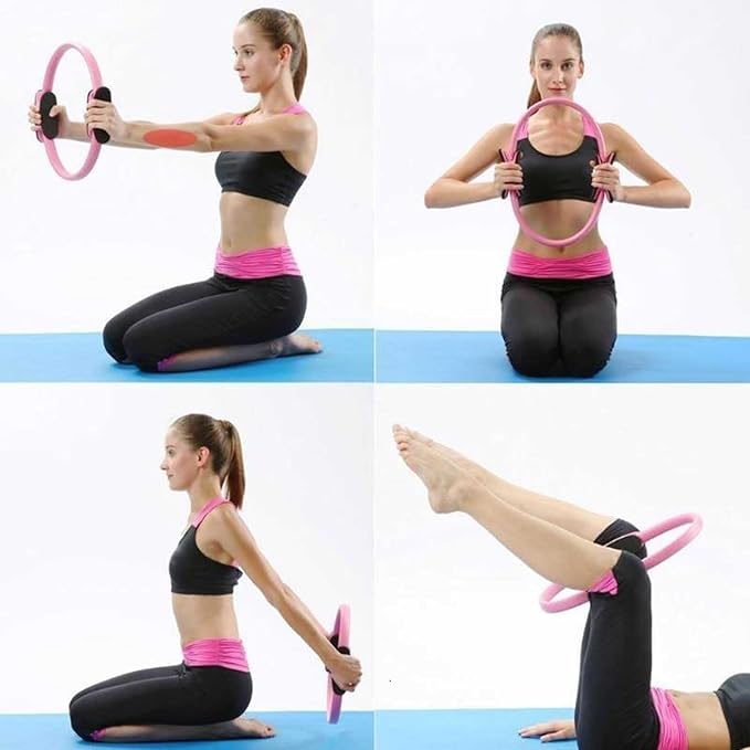 Pilates Ring Set for Home Workouts Women, Pilates Kit with Resistance Bands Magic Circle Accessories, Exercise Ball 9.8”, Portable Fitness Equipment for Home, Gym, Office Workouts