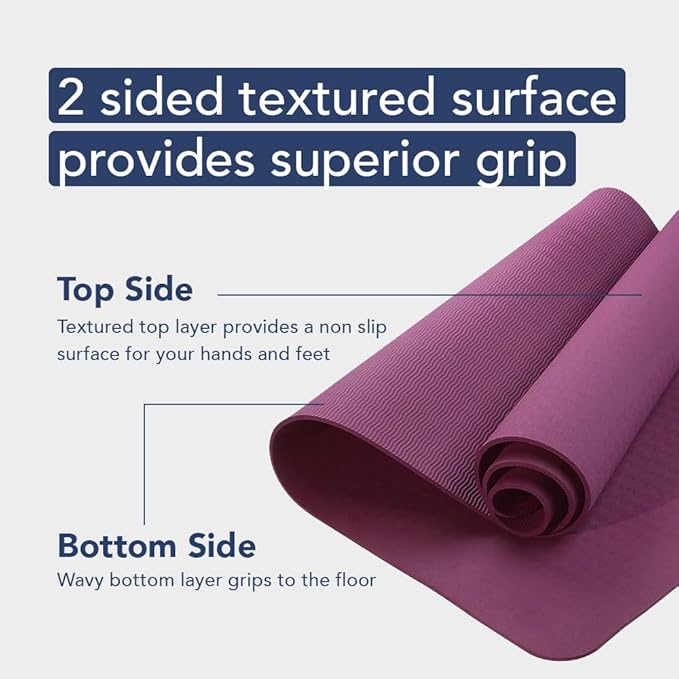 Premium Clever Yoga Mat - Extra Long Yoga Mat Suitable For All Yoga Types - Workout Mat For Home Or On The Go - Includes Our Perfect Fit Mat Bag