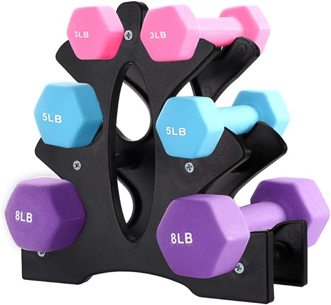 AUXSOUL 1 Pack Dumbbell Rack Stand, 3 Tier Dumbbell Bracket Free Hand Weight Tower Stand for Home Gym Organization, Holds 3/5/8 LB (Weights Not Included)