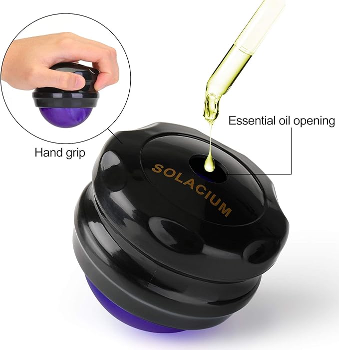 Solacium Manual Massage Roller Ball - Massager and Therapy Tool for Sore Muscles, Shoulders, Arms, Neck, Back, Feet, Body, Deep Tissue, Stiffness, Joint Pain, Stress Relief