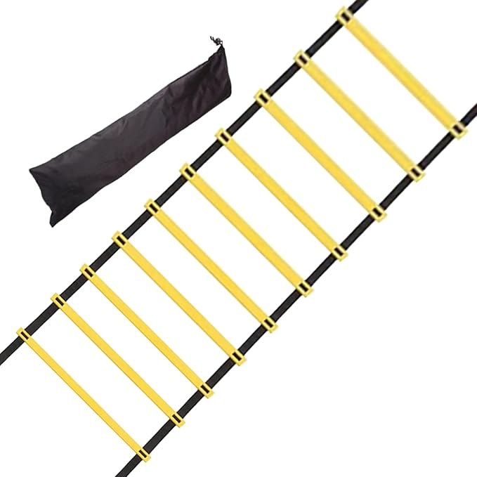 Soccer Agility Ladder Training Equipment | Portable Quick-Setup Footwork Ladder with Carry Bag | Speed, Fitness, and Endurance Drill Tool for Football, Basketball, Tennis, Hockey, Badminton, Athlete W