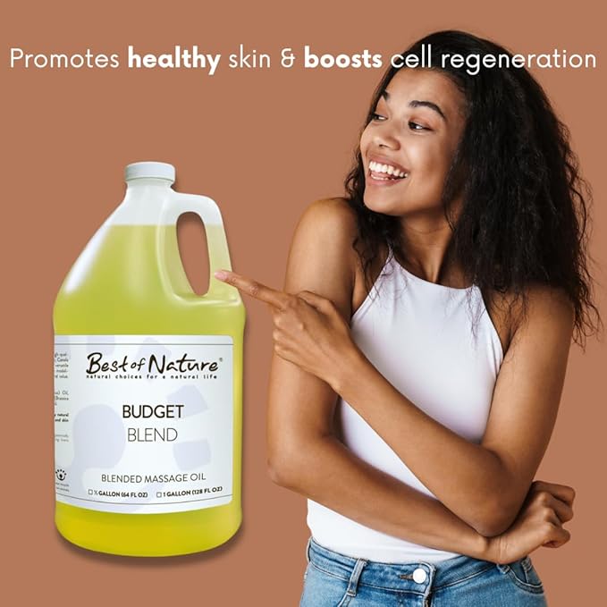 Best of Nature Budget Blend Massage & Body Oil - Affordable, Lightweight Moisturizer for Therapists & Spas, Bulk Size Available - 8 fl oz