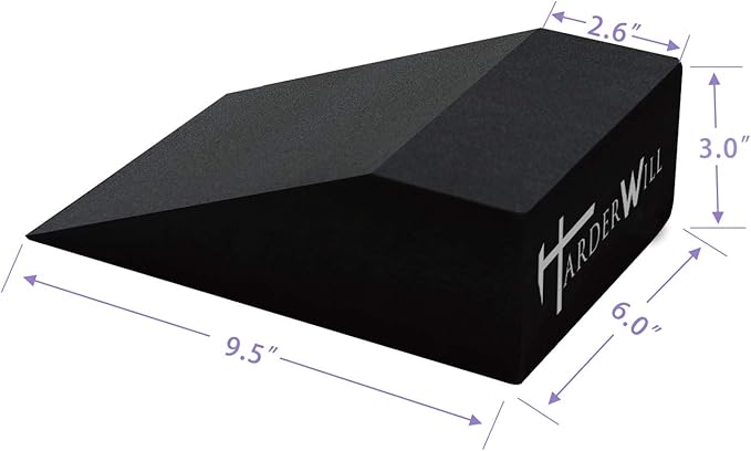 HarderWill Yoga Foam Wedge Blocks (Pair), Calf Raise Block, Calf Stretcher, Yoga Wrist Support, Balance, Pushup, Fitness, Pilates, Heel Stretcher, Squat Wedge with Gym Bag