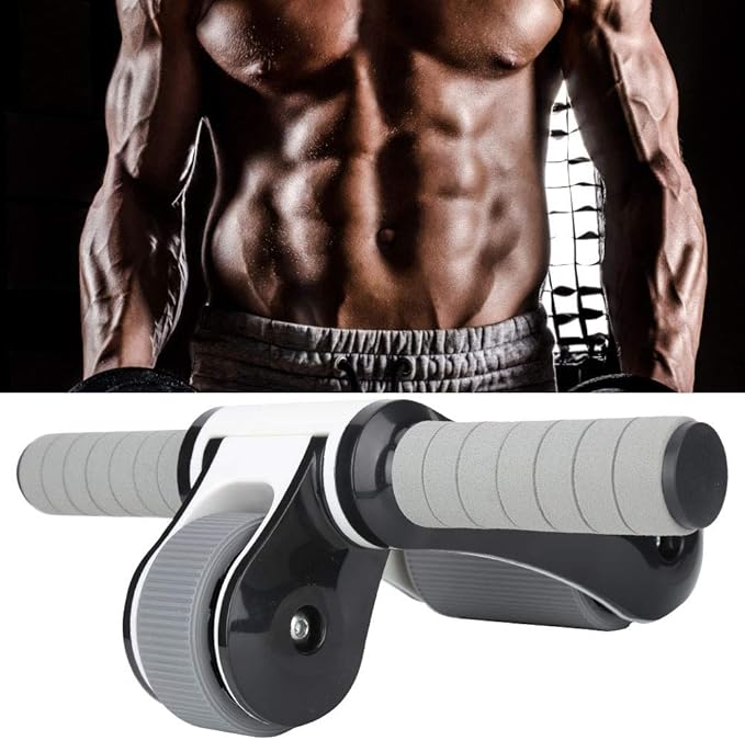 2 Wheels Ab Roller Wheel, Abdominal Muscle Exerciser, Dual - Wheel Core Trainer with Knee Pad for Home Gym, Stable Aluminum Alloy Frame, Foldable Design for Full - Body