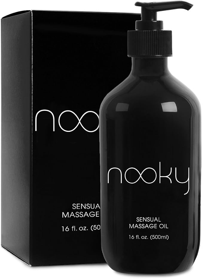 Nooky Massage Oil with Premium Natural Ingredients. Relaxing Essential and Sweet Almond Oils for Massaging 16 Ounces