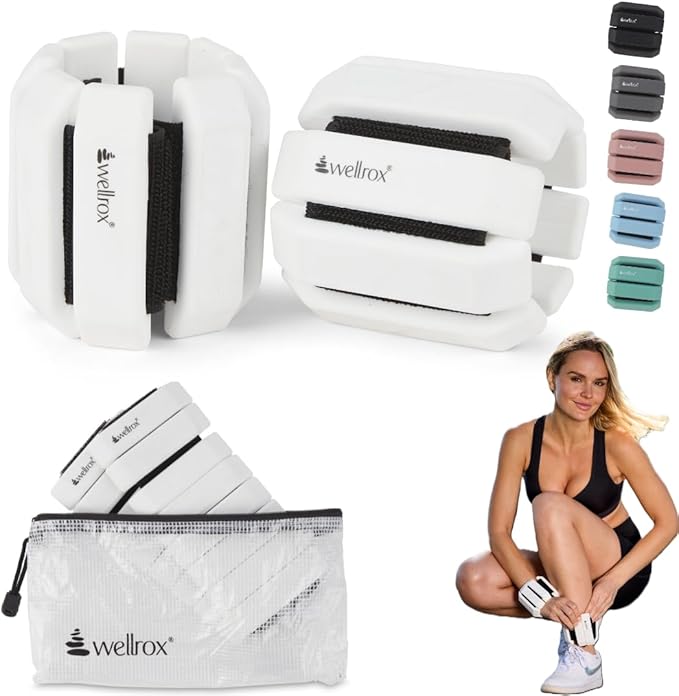 Wellrox Weighted Bangles – Adjustable Ankle and Wrist Weights for Women & Men – Set of Ankle Weights 2 lbs (1 lb Each Wrist Weight) | Weighted Arm Bands for Pilates, Yoga, Running & Walking