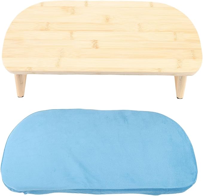 Wooden Meditation Bench - Ergonomic Detachable Kneeling Stool with Soft Cushion for Yoga - Blue, Includes Carry Bag (Blue)