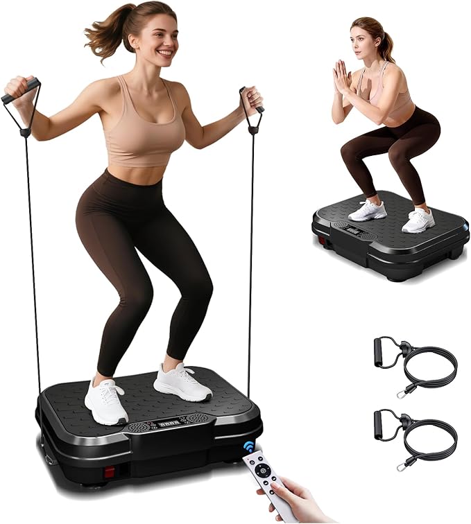 Vibration Plate Exercise Machine for Lymphatic Drainage Power Vibration Platform Machines, 400 Lbs Capacity Vibrating Shake Plate Board with Bluetooth, Home Fitness Gifts for Fat Burner Gifts