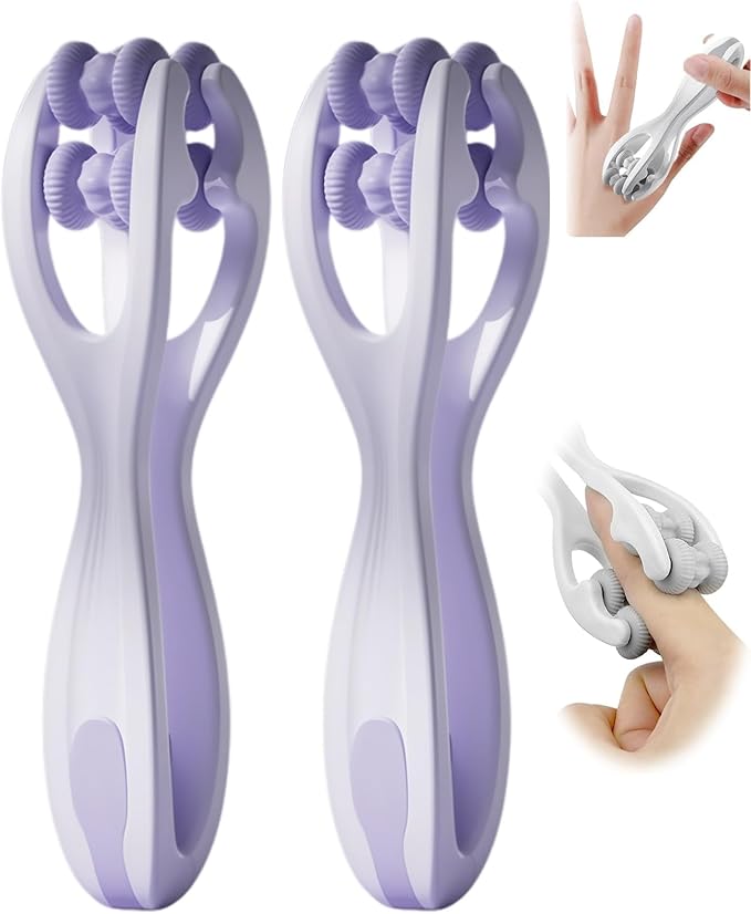 2pcs Finger Massager for Arthritis Finger Arthritis Pain Relief Manual Massage Tools Hand Massage Roller Thumb Massager for Woman Mothers Day Gift Palm Foot Acupressure Tool (Purple)