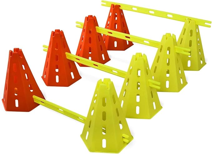 Yes4All Agility Hurdles Cone Set for Speed and Balance Exercises for All Ages, Suitable for Dog Training, Include Carry Bag - Set 8 Cones & 4 Green Bars