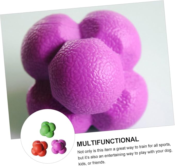 3pcs Hexagonal Reaction Ball Set High Elasticity Fitness Agile Training Balls for Exercise and Agility Training Suitable for Skill Levels Random Color