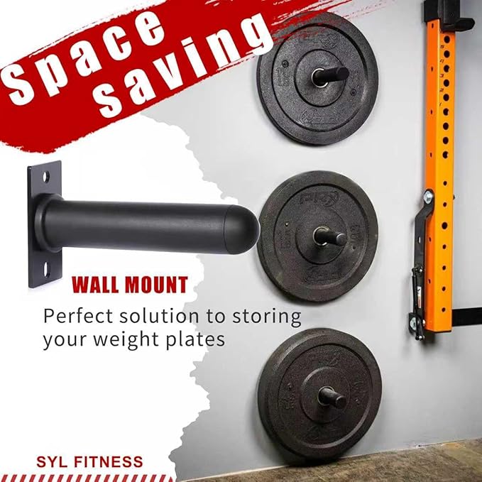 SYL Fitness Wall Mounted Weight Plate Holder, Fit 2 inch Olympic Weight Plates, Scratch Resistant Surface