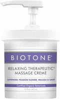 BIOTONE Relaxing Therapeutic Massage Crème, Soothes Skin, Promotes Relaxation, Lavender and Organic Botanicals, Versatile, Optimum Workability (16 Oz)