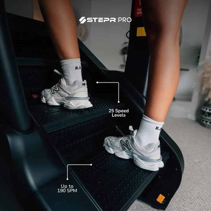 STEPR PRO+ Stair Master with 27" Touchscreen, Commercial Grade Stairmaster Machine for Home, 190 Steps/Min, Bluetooth & WiFi Stepper Machine, Resistance Band Attachments, Mobile App, 400 lb Capacity