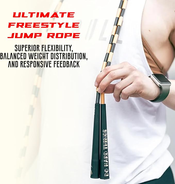 Elite Jumps - Do Hard Things Edge Beaded Jump Rope - For All Ages - Durable & Lightweight - 10ft Long Adjustable Rope - Tangle-Free - Shatterproof 1” Beads - Long Edge Handles