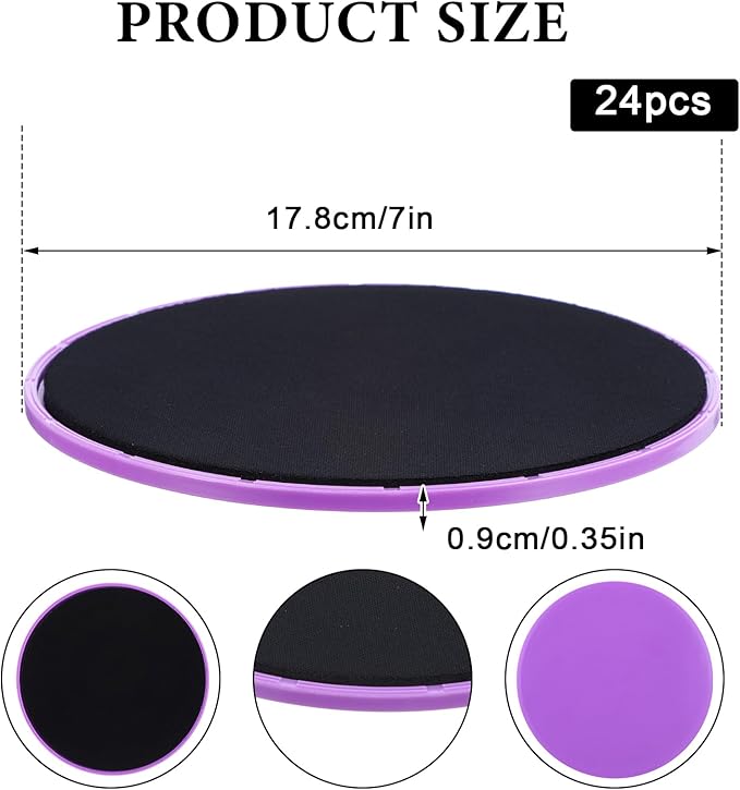 24 Pcs Core Sliders for Working Out Abdominal Exercise Discs Dual Sided Workout Disc Fitness Sliders Exercise Gear for Gym Floors Training Abdominal Core Strength