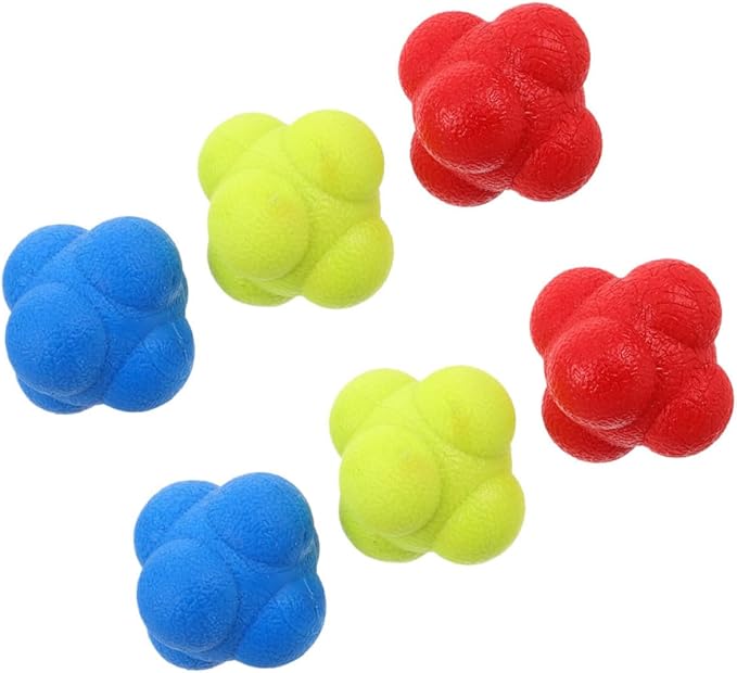 6pcs Reflex Training Balls for Hand Eye Coordination, 5.5cm Hexagonal Reaction Balls, Indoor Speed and Agility Training Tool for Basketball Tennis Goalkeeper