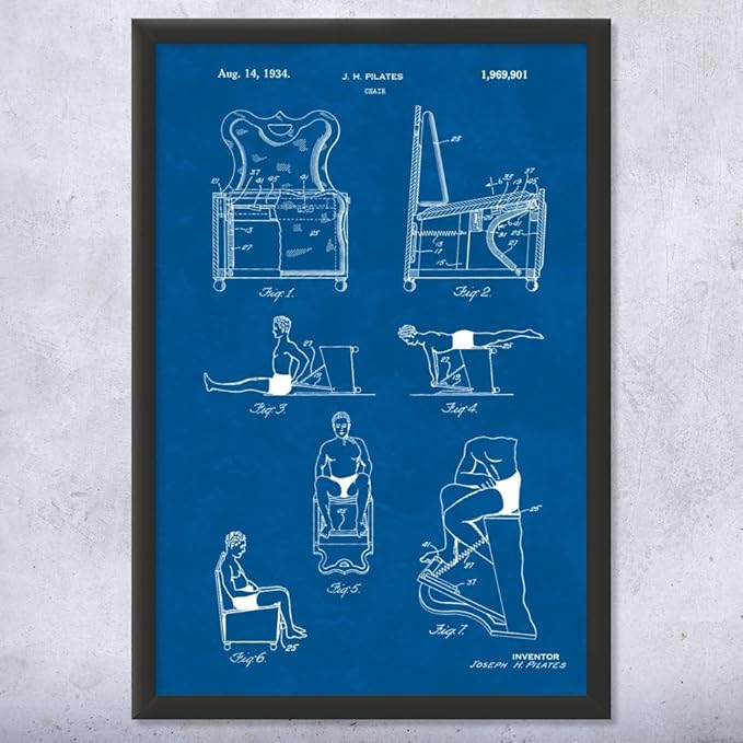 Pilates Chair Patent Framed Print (11x14) Pilates Gifts, Gym Art, Pilates Decor, Athlete Gifts, Garage Decor, Sports Gifts, Mom Gifts