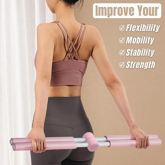 Yoga Stick - Back Alignment Tool, Neck Training Equipment, Spine Straightening Rod, Correction Device, Stretching Fitness Gear | Travel-Friendly Back Stretcher for Sitting, Offices, Home