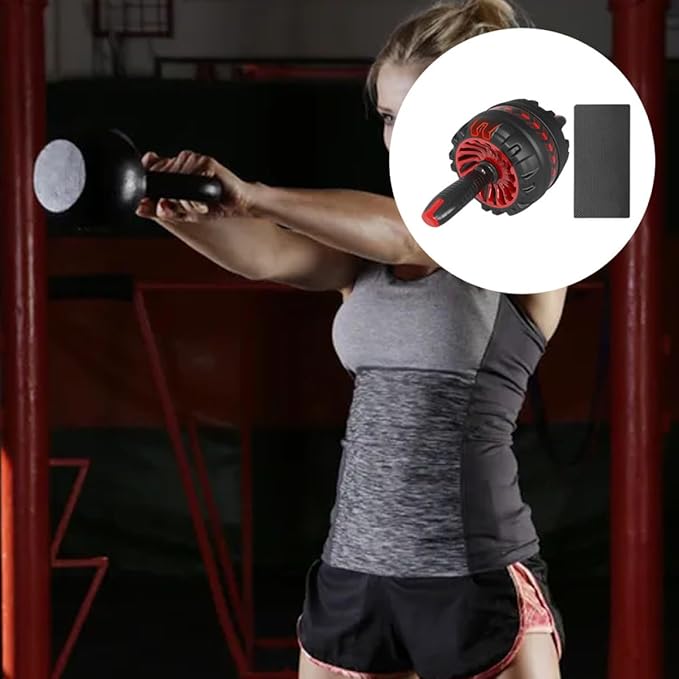 Veemoon Ab Roller Wheel with Automatic Rebound and Knee Pad, Silent Exercise Wheel for Home Gym Fitness Equipment, Core Strength Training Accessory for Abdominal Workout