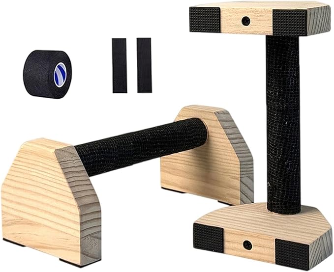 2Pcs Push up Bar Sturdy Wooden Parallettes Bar Push up Stands Pushup Handles for Gymnastics Strength Training Aerobics