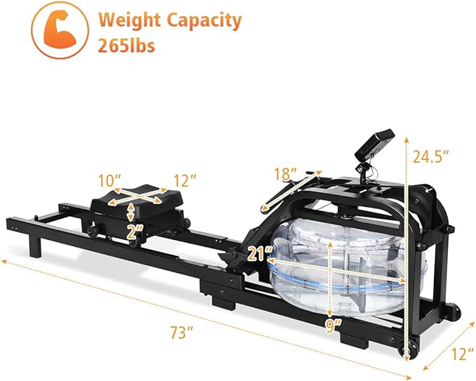 Goplus Water Rowing Machine Dual Track Adjustable Resistance with LCD Display and Large Weight Capacity for Home Use