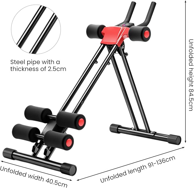 Ab Workout Equipment, Height Adjustable ab Trainer, Ab Machine Abdominal Exercise Equipment for Home Gym, Full Body Workout Equipment, Foldable Waist Trainer Suitable for Beginner
