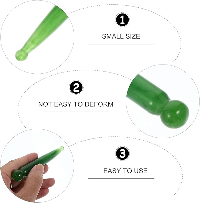 Healifty 4Pcs Natural Jade Face Massage Tools 4.9 Inch Facial Scratching Bars for Neck Head Wrinkle Care and Spa Therapy Wand Set