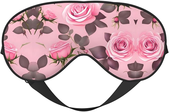 Pretty Pink Roses Head-Mounted Double-Sided Light-Blocking Sleeping Eye mask to Protect Eyes and Relieve Eye Fatigue