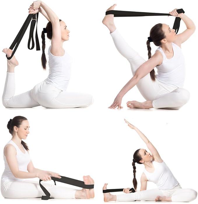 Cotton Exercise Yoga stretch Strap - Sturdy Flexibility Tensile Belt Adjustable Metal D-Ring Buckle, Hold Poses for Daily Stretching, Pilates, General Fitness, and Physical Therapy