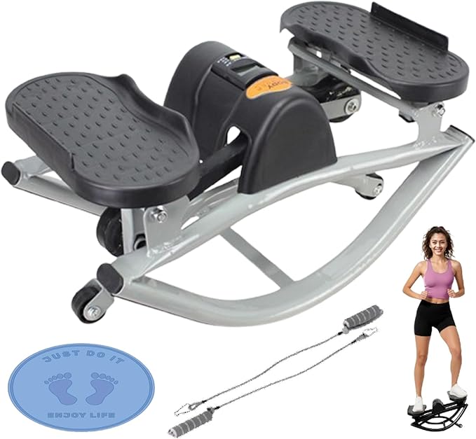 Rock Fitness Steppers for Exercise at Home, Mini Lateral Rocking Workout Step Stepper Exercise Machine Side to Side Portable Compact Fitness Stepper Home Use for Knees Joints