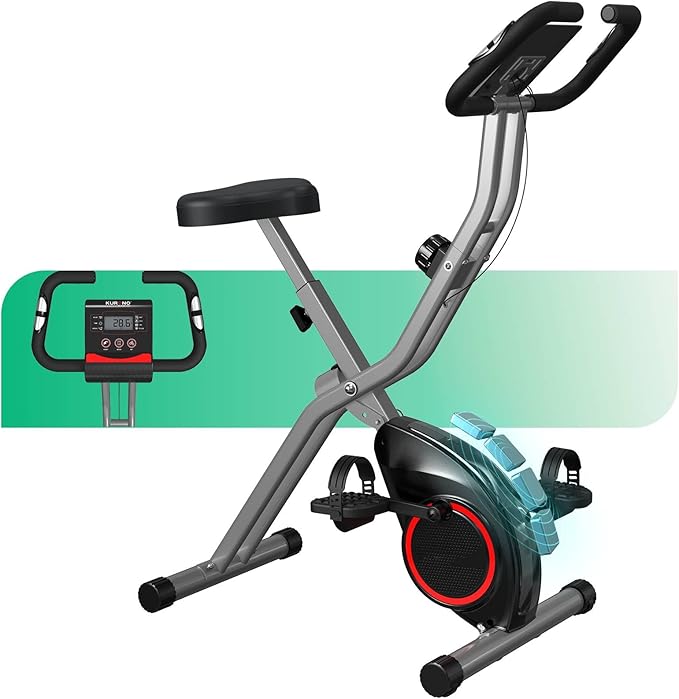 Indoor Exercise Bike Stationary Bikes for Home with 16-Level Magnetic Resistance, Lightweight Foldable Cycling Bike with 70% Pre-Assembled, 260 LBS Capacity, Flywheel of 5.5 LBS for Quiet Home Workout