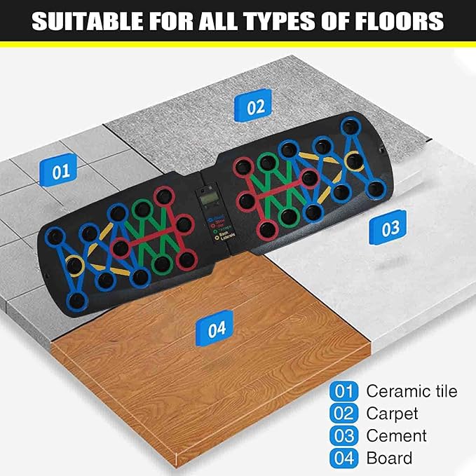 Push Up Board With Automatic Count and Handles Foldable Multi System Portable Professional Workout Equipment Pushup Bar Resistance Chest Exercise Strength Function Gym Home Floor Men & Women