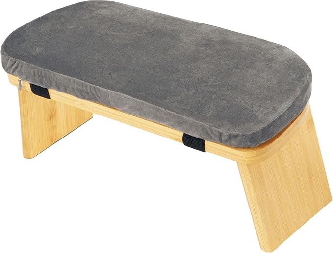Yoga Meditation Bench Kneeling Stool, Foldable, Wood, with Removable Cushion Ergonomic Prayer Bench Meditation Stool