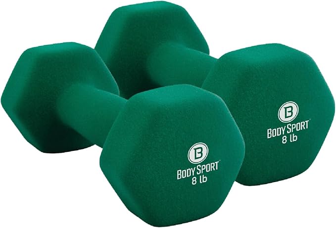 Body Sport Neoprene Dumbbell Weight - Latex-Free, Strength Training Equipment for Home Fitness & Gym Workouts