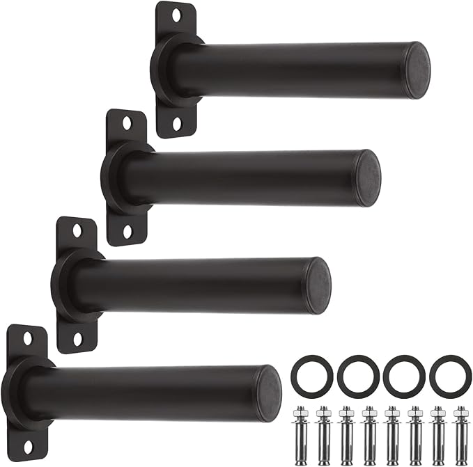 4 Pack Weight Plate Holder, Wall Mounted Weight Rack Storage for 2" Weight Plate, Max Weight Capacity 330 lb with Black Powder Coated for Garage Home Gym Strength Training