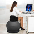 Yoga Ball Chair,Yoga Ball，Exercise Ball, Office Ball Chair with Base & Pump Stability Yoga Ball Seat for Back Pain Relief Home Gym Exercise Ball Chair for Core Strength Training(Black,Diameter 55cm (