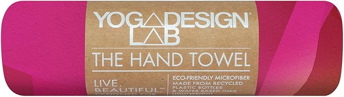 yogadesignlab | The Hand Towel | Premium Non Slip Hand Towel | Designed in Bali | Colorful Eco Printed + Quick Dry + Soft | Hot Yoga, Bikram, Ashtanga, Sport, Barre, Travel (Rose)