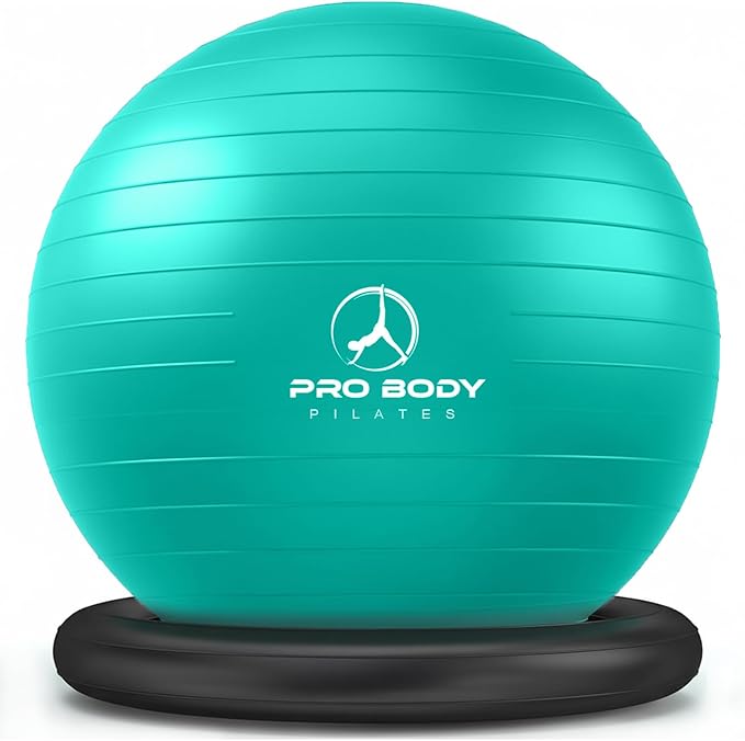 ProBody Pilates Yoga Ball Chair, Exercise Ball Chair with Base or Stand for Home Office Desk Sitting or Workout, Balance Ball & Stability Ball Seat for Back, abs