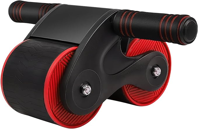 Automatic Rebound Ab Roller, Non-Slip Wheel with Kneel Pad & Phone Holder