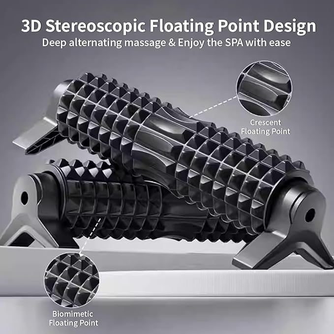 RUNWE Foam Roller with Stand - Bracket Foam Roller for Back Pain, 21 inch Trigger Point Deep Tissue Massage Roller, Medium Density Grid Bracket Foam Rollers, Leg Roller for Muscles Deep Tissue