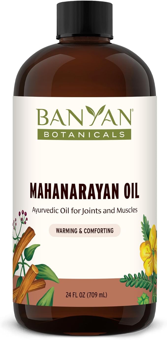 Banyan Botanicals Organic Mahanarayan Oil – Deeply Penetrating Muscle & Joint Recovery Oil – Warming Ayurvedic Massage Oil for Active Mobility & Tissue Resilience – 24 oz – USDA Organic