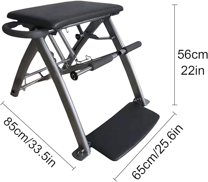 Split-Pedal Stability Yoga Pilates Chair with 3-Speed Resistance - Foldable Equipment for Home & Gym Workout